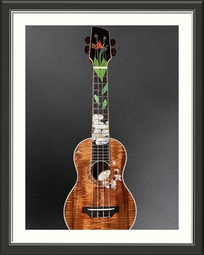 MachMachines Custom Acoustic Ukulele with Bird of Paradise Inlay