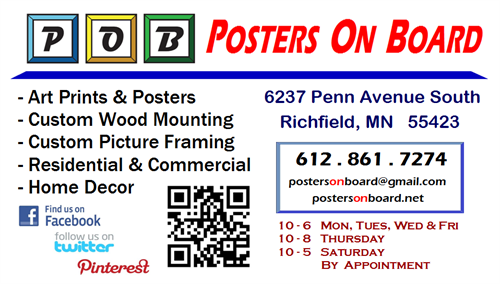 Posters On Board's Services, Hours & Contact Information.