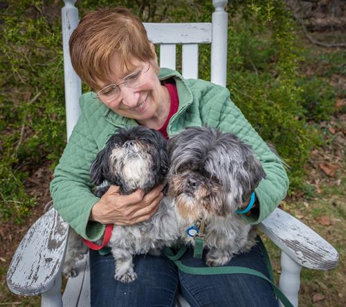 Owner Clare Siska with her Shih-Tzus, Peanut & Oz