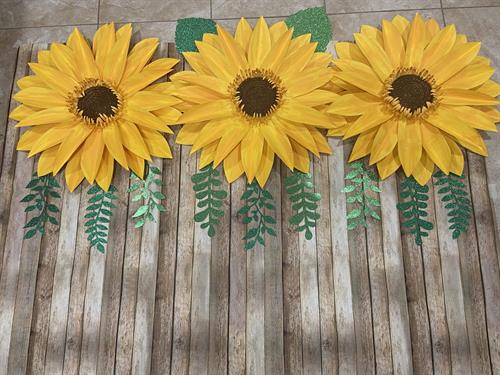 Sunflower Paper Flowers 6 Ft backdrop Paper Decor