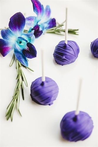Black Currant Cheesecake Lollipops | Catered by Design