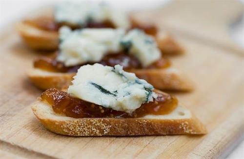 Crostini with Fig Jam & Blue Cheese
