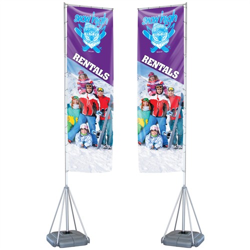 The 17ft Mondo Flagpole Banner Stand is perfect for outdoor events, conferences, and sports gatherings, offering both style and durability.