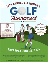 Zonta of Glens Falls 25th Annual Golf Tournament Sponsorships