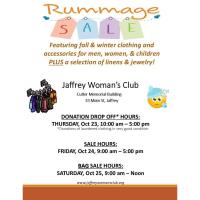 2025 Jaffrey Woman's Club Fall Rummage Sale