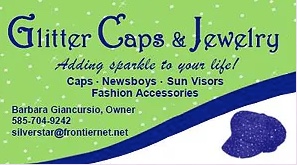 client's business card and logo we created - Glitter Caps & Jewelry 