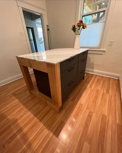 Kitchen island with wood feature