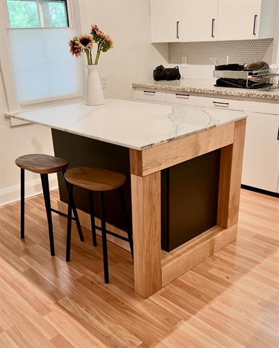 Kitchen island with wood feature