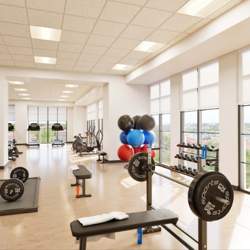 Designed to support wellness at every stage of life, the fitness center will feature modern equipment and inviting spaces that encourage residents to stay active, strong, and energized.