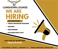 Longhorn Lounge at America Reclaimed is looking for staff!!