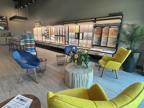 Victory Paint Color Wall & Seating Area