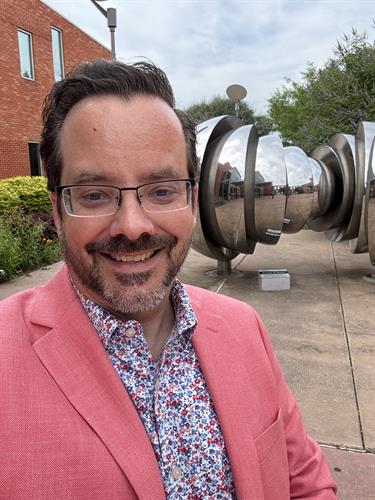 Backslash owner Tim Priebe at the Smith Chamber Library after a Wendseday networking meeting