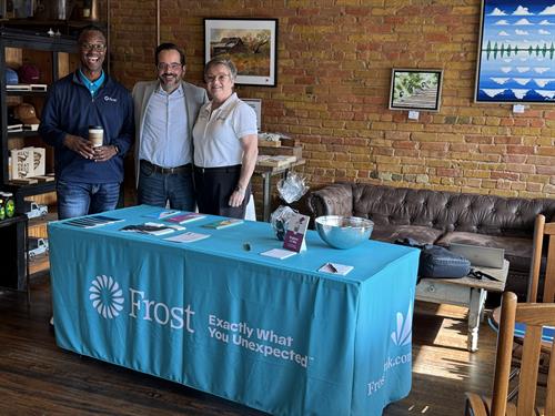 Backslash owner Tim Priebe at a downtown Wylie coffee sponsored by Frost Bank