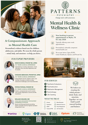 ? Now Accepting New Patients at PATTERNS PSYCHIATRY ?