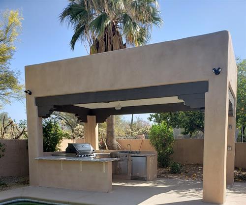 The beautiful gazebo and outdoor kitchen that we built.