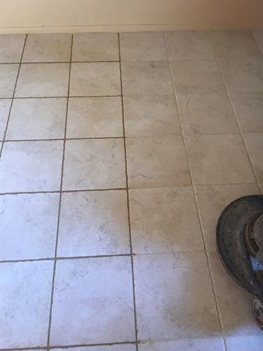 We cleaned and color-sealed this tile.  
