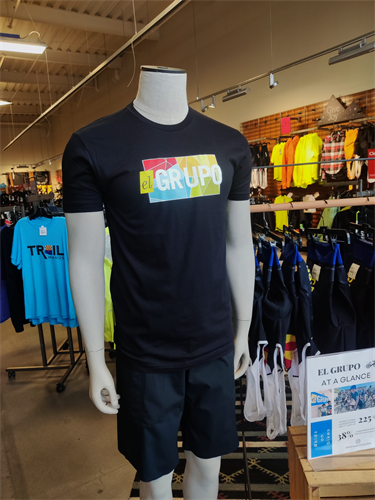 Here's a display of of our our produced shirts for sale at REI