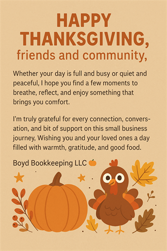 Happy Thanksgiving from Boyd Bookkeeping!