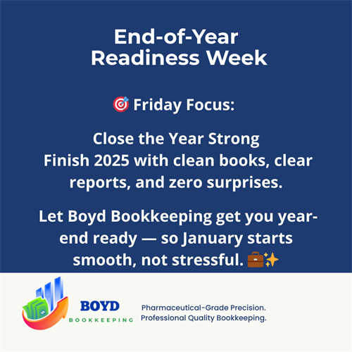 Year-end is around the corner — clean books today = stress-free tomorrow. Let’s wrap up 2025 with clarity and calm. #YearEndReady #BookkeepingSupport