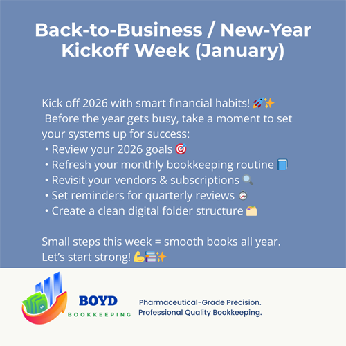 Let’s launch 2026 with clarity! Smart habits now = smooth books later. 