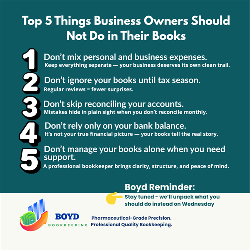 Fellow Chamber members — ever wonder what not to do in your books? ?? Here are 5 common mistakes to avoid! Stay tuned for Wednesday’s follow-up with the solutions.  #MaranaBusiness #ChamberProud #BookkeepingSupport” Fellow Chamber members — ever wonder what not to do in your books? ?? Here are 5 common mistakes to avoid! Stay tuned for Wednesday’s follow-up with the solutions.  #MaranaBusiness #ChamberProud #BookkeepingSupport”