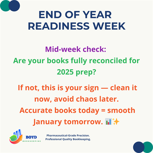 Mid-week reminder: tidy books now, stress less later.