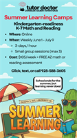 Registration open for Weekly K-7 Math and Reading Summer Camps