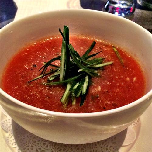 Chilled tomato and cucumber soup