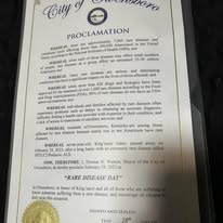 Owensbor Proclamation for Rare Disease Day in Honor of King'Nazir Gates
