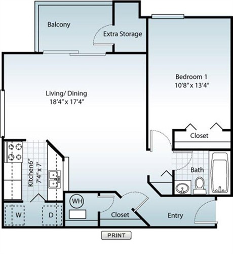 One Bedroom Floorplan