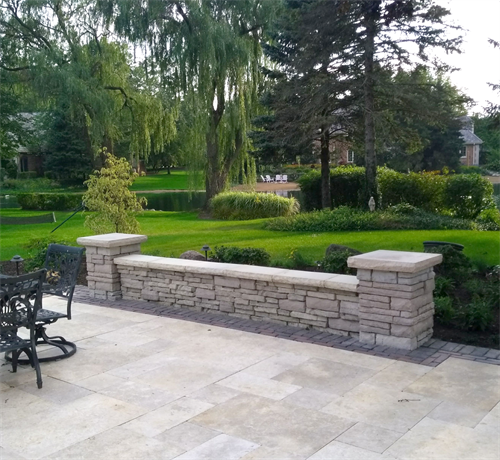 Backyard Paver Patio Stone Wall