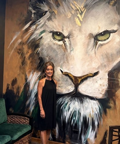11.0â?? w by 9.5â?? ht Hand Painted Lion in Law Firm