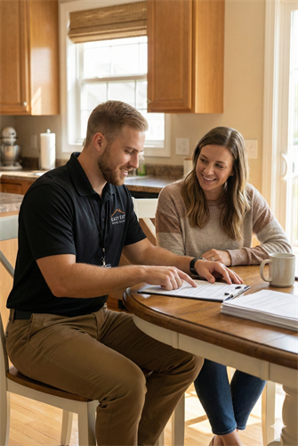 Easy Exit Home Buyers discussing a fair cash offer with a local McHenry homeowner facing a difficult selling situation.