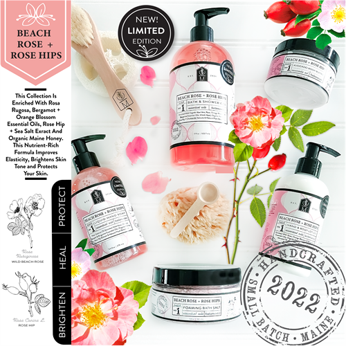 Handmade, Plant-Based, (Limited Edition)Beach Rose + Rose Hip Product Line