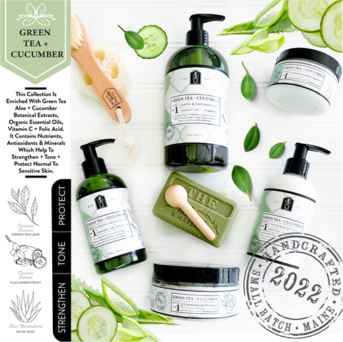 Handmade, Plant-Based, Green Tea + Cucumber Product Line