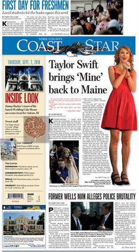 Back in the day I worked for Seacoast Media Group and wrote, edited and designed pages. And, hey, I got to meet Taylor Swift when she came to Kennebunk!