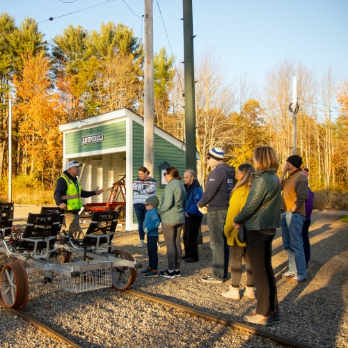 Every ride includes stops of interest and entertaining historical talks with our "Conductors."