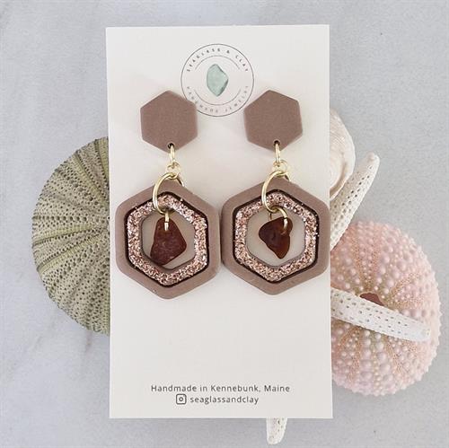 Add a bit of sparkle with these truffle mocha earrings and brown sea glass