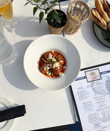 SPICED MEATBALLS /  tomato sauce scented with cinnamon, feta, capers