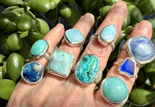 Gemstone rings by Maine artist Morgan McGeehan