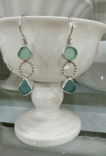 sea glass and sterling earrings