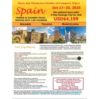 Register NOW for the Chamber Trip to Spain October 17-25, 2026