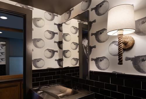 Brushmill Renovation-one of the black and white Tavern bathrooms