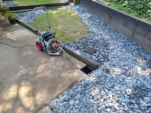 Drain Maintenance with Jumbo Slate Hardscape for Erosion Control - Warner Robins, Ga
