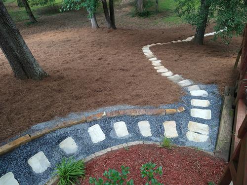 Sand Stone Pathway with Trailmix Slate & Flagstone Ruble Edging - Macon, Ga