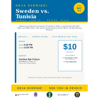 SACC Dallas: Sweden vs. Tunisia Watch Party, June 14 in Frisco