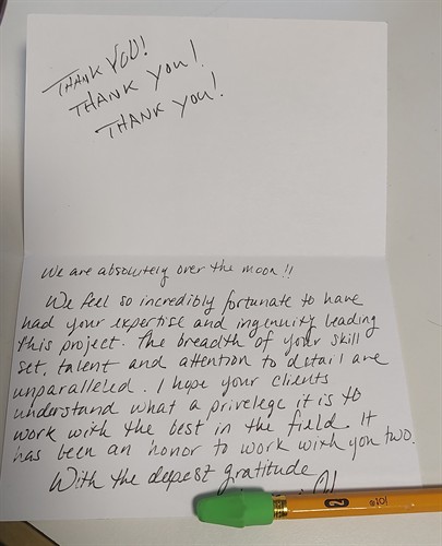 Kind words from a customer!