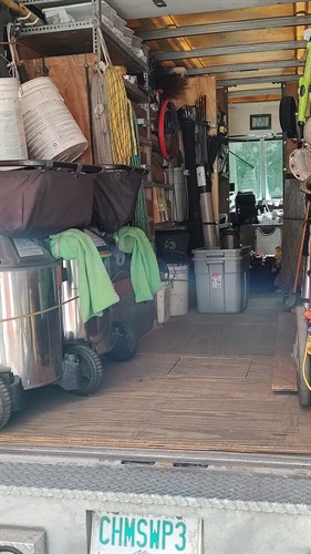 Gear and tools inside the truck