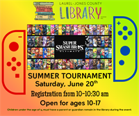 Super Smash Bros Ultimate Summer Tournament: 10 AM -1 PM
