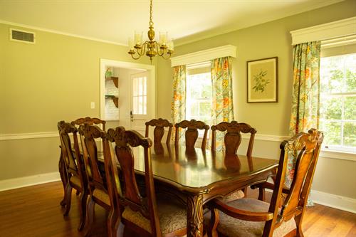 The large dining room seats 8 for those big or small gatherings.